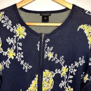 Ann Taylor Factory Zip Up Long Sleeve Floral Sweater Size S Chic Career Office
